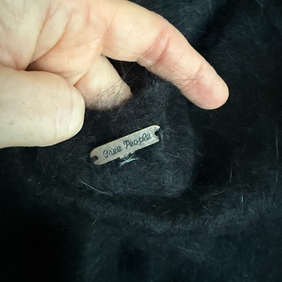 Free People Black Angora Rabbit Fur Flare Sleeve Scoop Back Sweater Soft - Picture 4 of 6